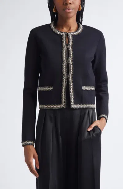St John St. John Helen Braided Trim Knit Jacket In Multi