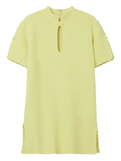 St John Honeycomb-knit Blouse In Green