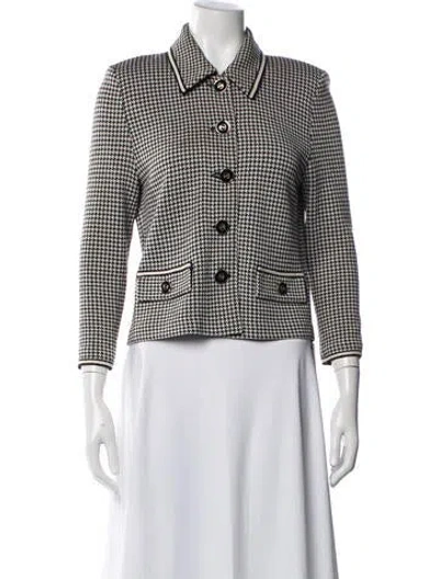 Pre-owned St John Houndstooth Print Blazer In Black/white