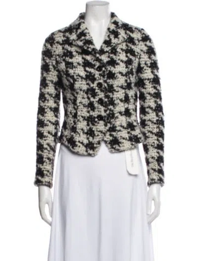 Pre-owned St John Houndstooth Print Blazer In Multi