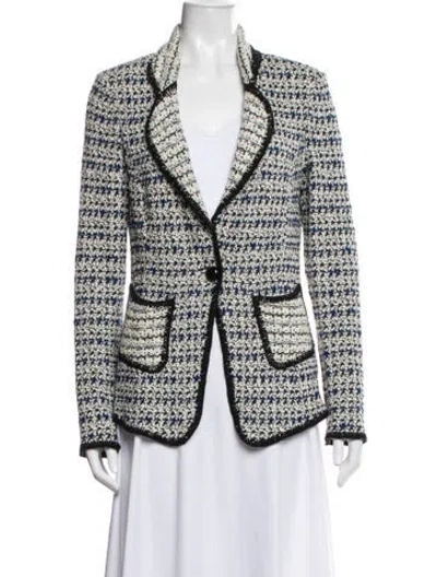 Pre-owned St John Houndstooth Print Blazer In Neutrals