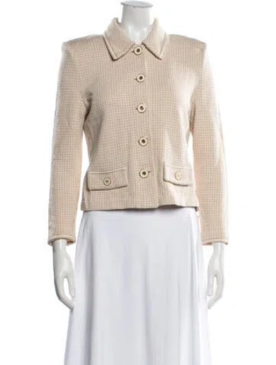 Pre-owned St John Houndstooth Print Blazer In Neutrals