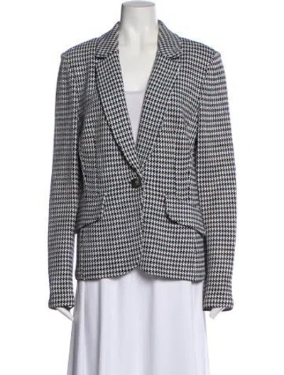 Pre-owned St John Houndstooth Print Blazer In White