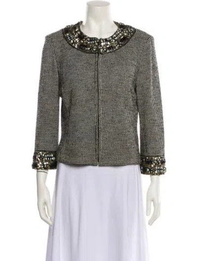Pre-owned St John Houndstooth Print Evening Jacket In Black