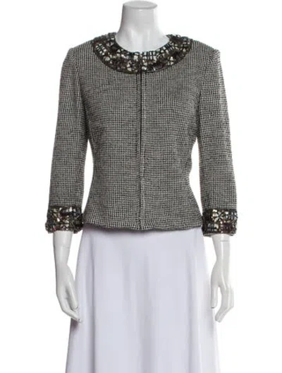 Pre-owned St John Houndstooth Print Evening Jacket In Multi