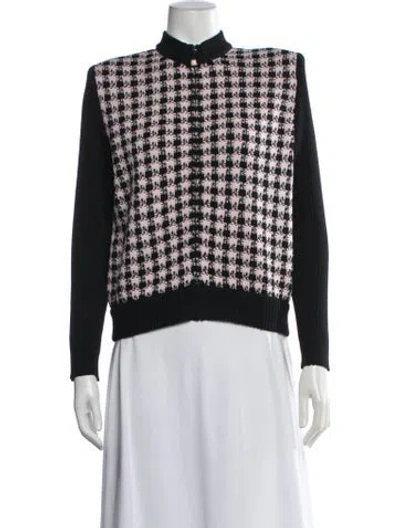 Pre-owned St John Houndstooth Print Jacket In Black