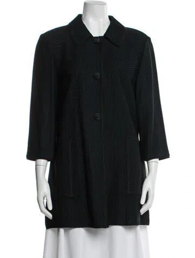 Pre-owned St John Houndstooth Print Jacket In Blue
