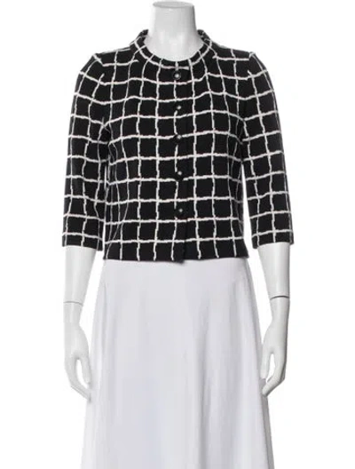 Pre-owned St John Houndstooth Print Jacket In Blue