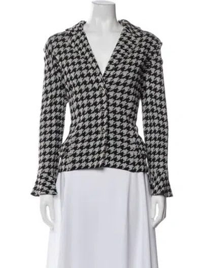 Pre-owned St John Houndstooth Print Jacket In Gray