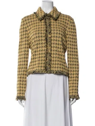 Pre-owned St John Houndstooth Print Jacket In Multi