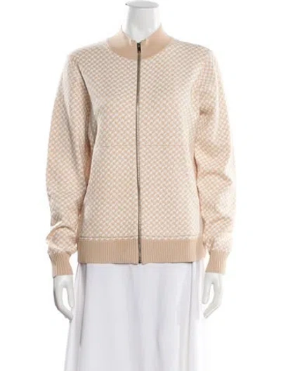 Pre-owned St John Houndstooth Print Jacket In Neutral