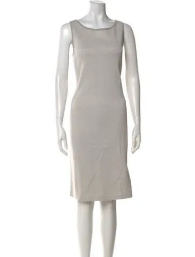 Pre-owned St John Houndstooth Print Knee-length Dress In Gray