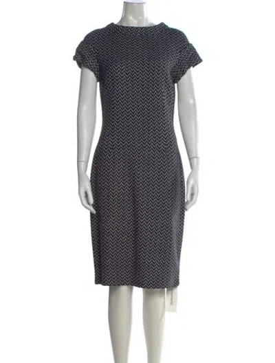 Pre-owned St John Houndstooth Print Knee-length Dress W/ Tags In Black