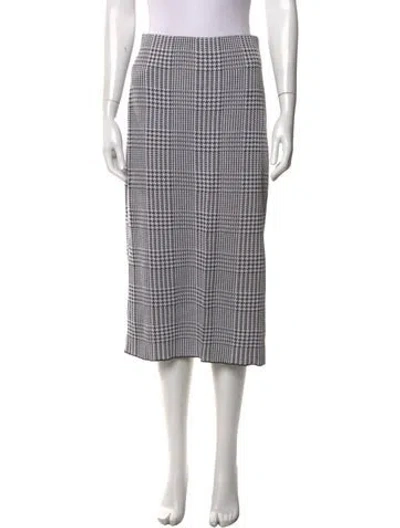 Pre-owned St John Houndstooth Print Midi Length Skirt In Black/white