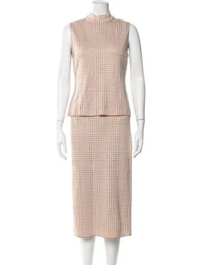 Pre-owned St John Houndstooth Print Skirt Set