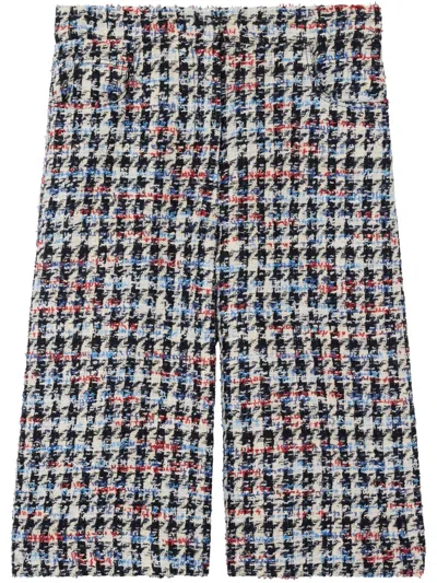 St John St. John Collection Americana Houndstooth Eyelash Tweed Shorts In Aemt
