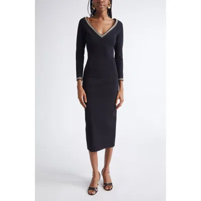 St John St. John Imani Braided Trim Knit Midi Dress In Multi