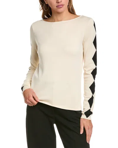 St John St. John Intarsia Sweater In White