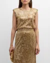 St John Sequin Knit Sleeveless Top In Gold