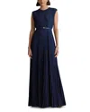St John Italian Lightweight Crepe Gown In Blue