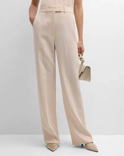St John Italian Stretch Cady Straight-leg Pants In White