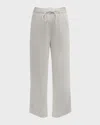 St John Satin Crepe Wide-leg Trouser Pants With Button Detail In White