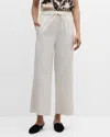 St John Satin Crepe Wide-leg Trouser Pants With Button Detail In White