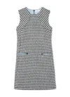 St John Italian Tweed Shift Dress In Royal Blue/white Multi