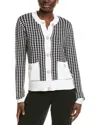 St John St. John Jacquard Knit Cardigan In Black