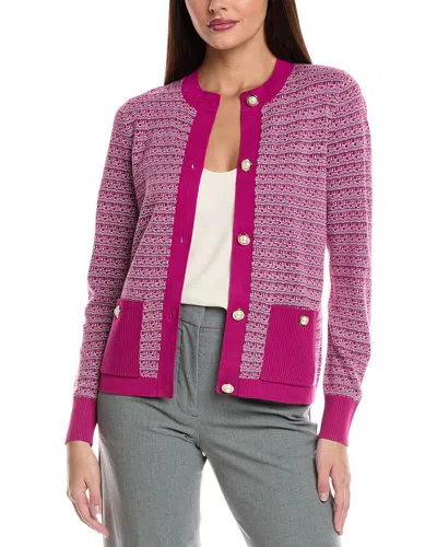 St John St. John Jacquard Knit Cardigan In Purple