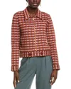 St John St. John Jacquard Wool-blend Jacket In Brown