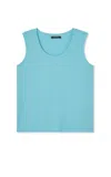 St John Jersey Knit Mock Neck Top In Blue