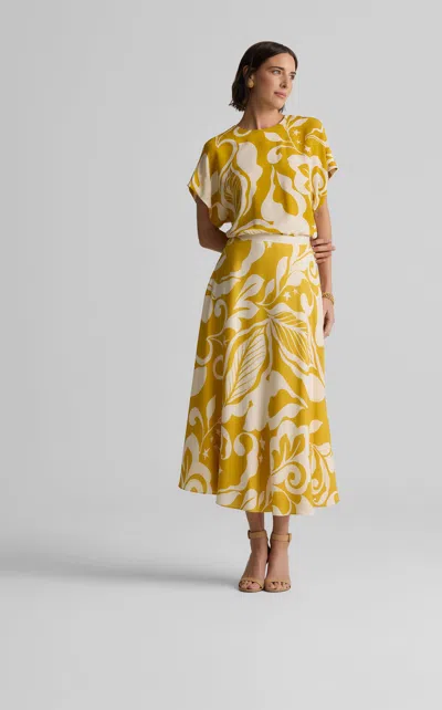 St John Joan Top In Leaf Print