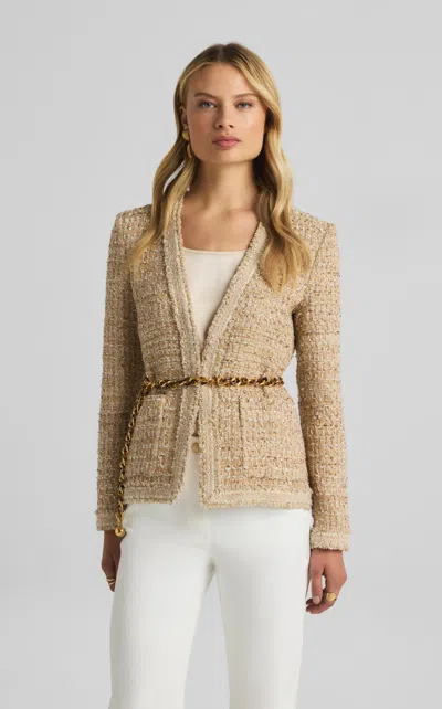 St John Josie Jacket In Linden Tweed In Neutral