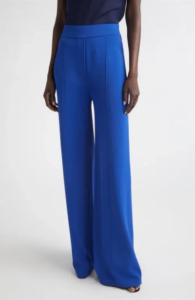 St John St. John Katie Roma Crepe Knit Wide Leg Pants In Blue