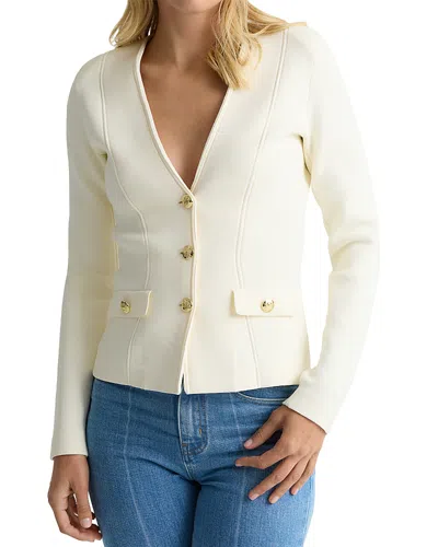 St John Kay Fit Santa Roma Knit Jacket In Neutral