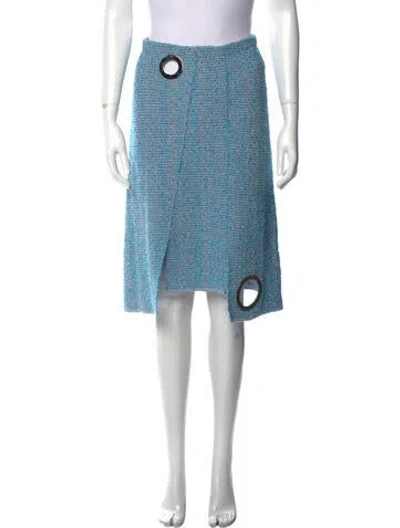 Pre-owned St John Keyhole Accent Knee-length Skirt In Blue