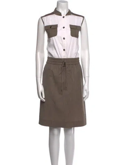 Pre-owned St John Knee-length Dress In Brown