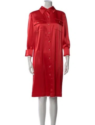 Pre-owned St John Knee-length Dress In Red