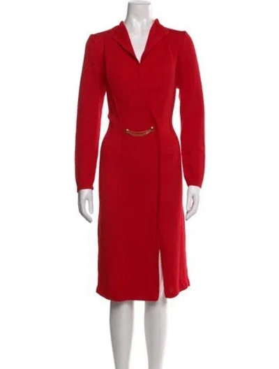 Pre-owned St John Knee-length Dress In Red