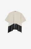 St John Knit And Vegan Leather Wrap In Ecbk