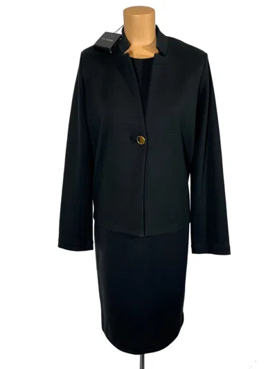Pre-owned St John St. John Knit Black Milano Knit Jacket Blazer Dress Suit Sz 16 $2590