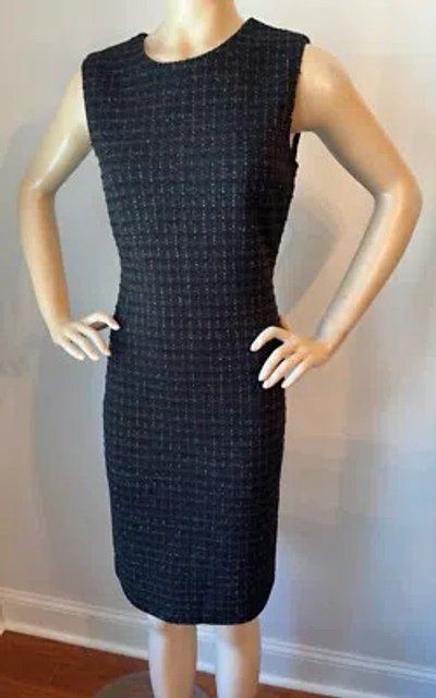 Pre-owned St John Knit Dress Size 10 Black With Gold Shimmer
