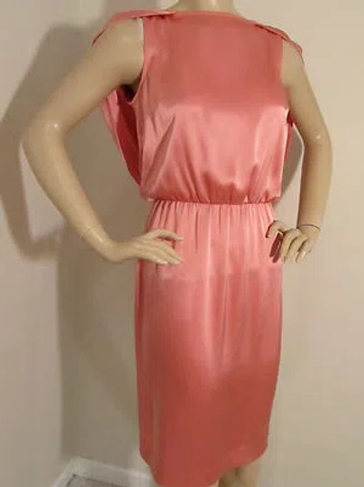 Pre-owned St John Knit Dress Size 16 Cape Back Satin Blush In Pink