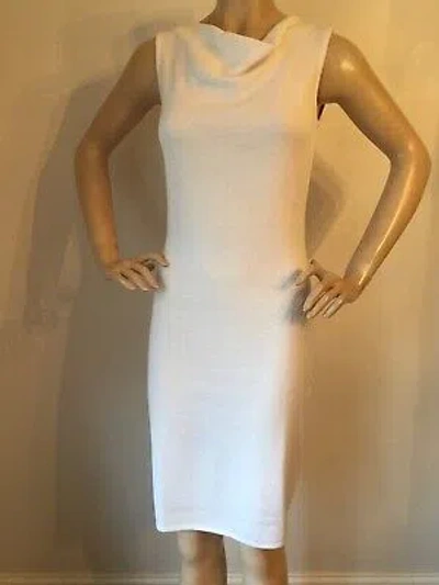 Pre-owned St John Knit Dress Size 2 Bright White Santana Knit Wool Rayon
