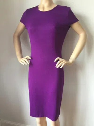 Pre-owned St John Knit Dress Size 4 Royal Purple Santana Knit Wool Rayon
