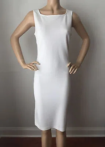 Pre-owned St John Knit Size 2 Bright White Milano Knit Dress