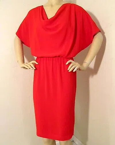 Pre-owned St John Knit Size 4 Womens Venetian Red Crepe Dress