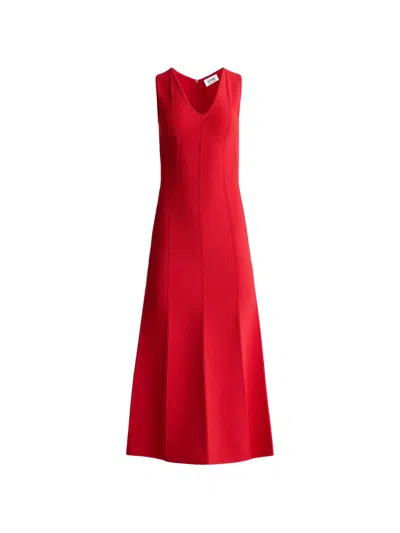 St John Knit Sleeveless Midi Dress In Red