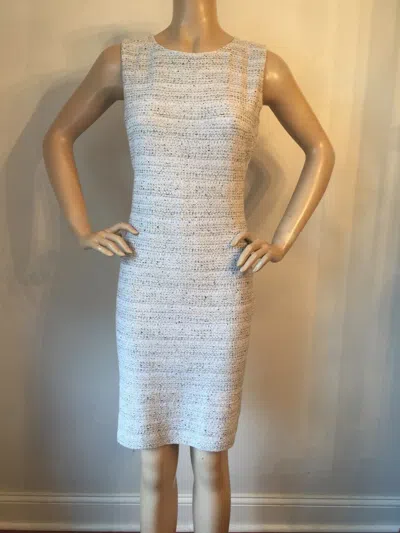 Pre-owned St John Knit Sz 14 Dress Sahara Tweed White Cream Olive Black